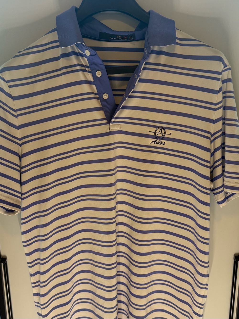 RLX Ralph Lauren Blue and White Striped Polo
